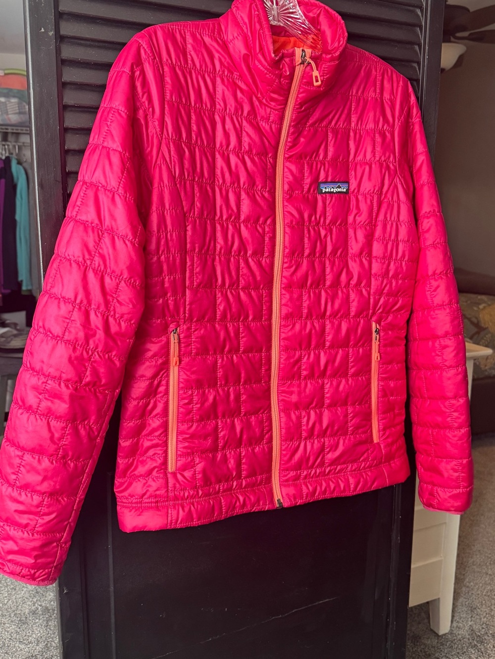 Patagonia Women’s Hot Pink w/Orange Trim Lightweight Puffer Jacket